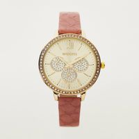 Stone Embellished Reptilian Textured Watch with Roman Numerals - thumbnail