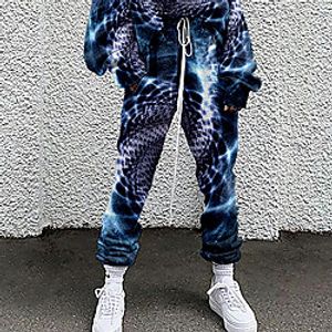 Women's Fashion Casual / Sporty Comfort Going out Weekend Active Pants Optical Illusion Graphic Prints Full Length Pocket Elastic Drawstring Design Print Black Blue Purple Red Navy Blue miniinthebox