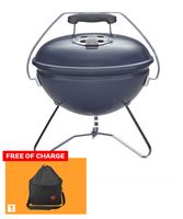 Weber Smokey Joe 14 inch Premium Charcoal Grill Blue with Free Weber Smokey Joe Series Portable Grills Premium Carry Bag