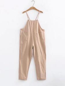 Casual Solid Strap Pockets Jumpsuits