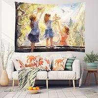 Playing Girls Hanging Tapestry Wall Art Large Tapestry Mural Decor Photograph Backdrop Blanket Curtain Home Bedroom Living Room Decoration Lightinthebox - thumbnail