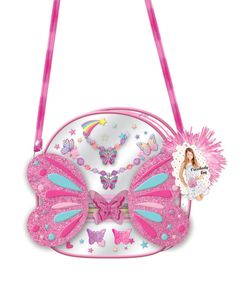 Hot Focus Butterfly Super Star Crossbody Bag with Fashion Accessories - 18.5 x 18 x 6 cm - multicolor