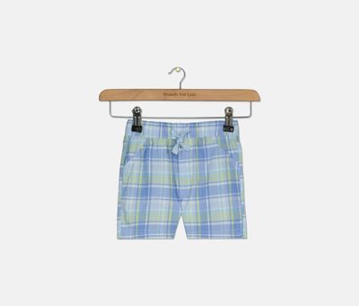 Baby Boys Plaid Cotton Shorts Pastel Blue Baby Boys Plaid Cotton Shorts Pastel Blue