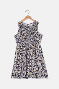 Big Girls Smocked Floral-Print Dress  Blue Ashstone