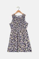 Big Girls Smocked Floral-Print Dress  Blue Ashstone - thumbnail