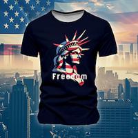 Independence Day Flag American US Flag Statue Of Liberty Freedom Daily Designer 1950s Men's 3D Print T shirt Tee Daily Holiday American T shirt Black Short Sleeve Crew Neck Shirt Lightinthebox