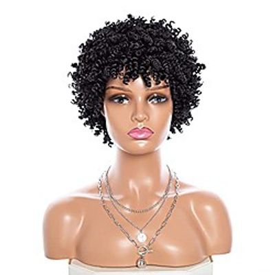 short afro kinky curly wigs twist hair 8 for black women wig synthetic heat resistant wigs natural looking premium wigs 180g (black) Lightinthebox