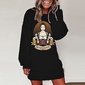Women's Shift Dress Short Mini Dress Black Long Sleeve Print Letter Print Fall Winter Round Neck Casual 2022 S M L XL XXL 3XL Lightinthebox