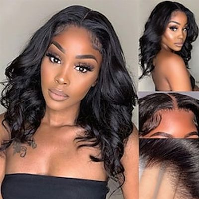 Glueless Wear and Go Lace Front Wigs Bob Wig Human Hair Pre Plucked 4x4 Body Wave Lace Front Wigs for Black Women Frontal Short Wavy Wigs Brazilian Virgin Wig 180% Density Lightinthebox