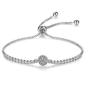 micropave disc bolo bracelet adjustable white gold plating Lightinthebox