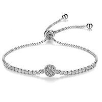 micropave disc bolo bracelet adjustable white gold plating Lightinthebox - thumbnail
