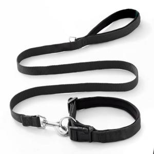 Helepet Nylon Dog Leash Collar Set Black Medium