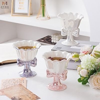 Ceramic Coffee Mug, Creative Cute Mug and Flower Shape Cup, Unique Cup Bow Handle 6 oz Latte Cappuccino Espresso Milk and Tea Lightinthebox