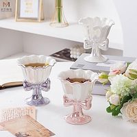 Ceramic Coffee Mug, Creative Cute Mug and Flower Shape Cup, Unique Cup Bow Handle 6 oz Latte Cappuccino Espresso Milk and Tea Lightinthebox - thumbnail