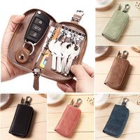 Women Men Leather Zipper Portable Car Key Storage Bags Keys Pouch Card Wallet