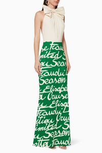 Macro Wording Crêpe Maxi Dress