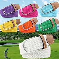 Golf Belt Unisex Stylish and Versatile Leather Belt with Buckle, Fashionable Woven Design, Elasticity, and Korean-style Casual Canvas for Men and Women Lightinthebox - thumbnail
