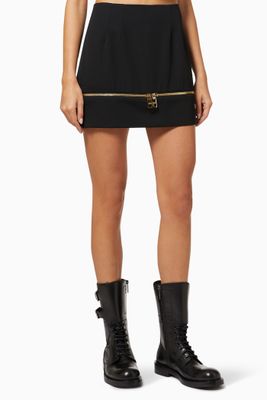 Zip Mini Skirt in Wool Twill Zip Mini Skirt in Wool Twill