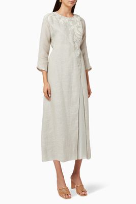 Floral Embroidered Cotton Kaftan Floral Embroidered Cotton Kaftan