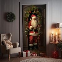 Christmas Santa Door Covers Door Tapestry Door Curtain Decoration Xmas Backdrop Door Banner for Front Door Christmas Holiday Party Decor Supplies miniinthebox - thumbnail