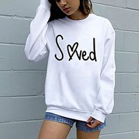 Women's Sweatshirt Pullover Pure Color Crew Neck Heart Letter Printed Sport Athleisure Sweatshirt Top Long Sleeve Breathable Soft Comfortable Everyday Use Street Casual Daily Outdoor Lightinthebox - thumbnail