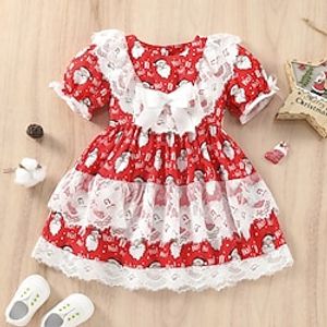 Kids Girls' Ugly Christmas Dress Santa Claus A Line Dress Dress Performance Long Sleeve Active Dress 3-7 Years Winter Red Lightinthebox