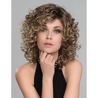 Short Brown Curly Wigs for Women Mixed Blonde Synthetic Wig Bouncy Curly Hair Replacement Wig Curly Wig with Dark Roots Sliver Blonde Grey Lightinthebox