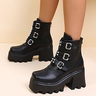 Women's Boots Platform Boots Combat Boots Plus Size Party Outdoor Daily Mid Calf Boots Platform Wedge Heel Round Toe Punk Fashion Gothic PU Lace-up Solid Color Black Lightinthebox Women's Boots Platform Boots Combat Boots Plus Size Party Outdoor Daily Mid Calf Boots Platform Wedge Heel Round Toe Punk Fashion Gothic PU Lace-up Solid Color Black Lightinthebox