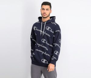 Mens Allover Print Hoodie Sweater  Navy