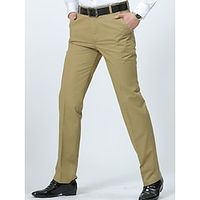 Men's Trousers Chinos Chino Pants Pocket Straight Leg Plain Comfort Breathable Outdoor Daily Going out 100% Cotton Fashion Casual Dark Khaki Black Lightinthebox - thumbnail