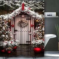 Christmas Shower Curtain with Hooks Bathroom Decor Waterproof Fabric Shower Curtain Set with12 Pack Plastic Hooks miniinthebox - thumbnail