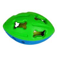 Miss Bear Colorful Hollow-Out Concave Rugby Ball Dog Toy with LED Ball Green-Blue - Medium Dogs