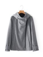 Casual Pure Color Long Sleeve Hooded Woolen Coat