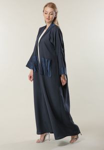 Navy Casual Abaya with Pockets(L)