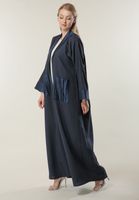Navy Casual Abaya with Pockets(L) - thumbnail