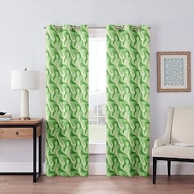 2 Panels Green Strips Curtain Drapes 100% Blackout Curtain For Living Room Bedroom Kitchen Window Treatments Thermal Insulated Room Darkening Lightinthebox