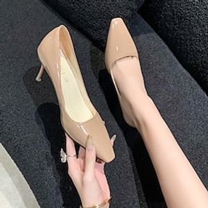 Women's Heels Wedding Shoes Pumps Dress Shoes Party Daily Stiletto Heel Pointed Toe Elegant Fashion Minimalism PU Loafer Wine Nude Black Lightinthebox