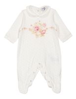 Rose Print Cotton Romper - White Rose Print Cotton Romper - White