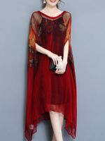 Women Printed Batwing Sleeve Dresses