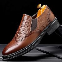 Men's Oxfords Formal Shoes Dress Shoes Dress Loafers Business Casual Daily Office  Career Cowhide Massage Comfortable Wear Resistance Black Brown Summer Spring Fall Lightinthebox - thumbnail