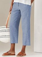 Casual Solid Color High Waist Cotton Linen Pants