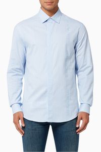 Striped Logo Tape Shirt in Cotton Jacquard