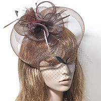Elegant Retro Tulle Fascinators with Feather / Flower 1 Piece Special Occasion / Party / Evening Headpiece miniinthebox - thumbnail
