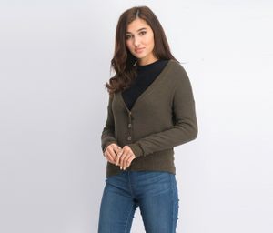 Juniors Snap-Front Hacci Cardigan  Olive