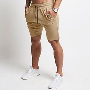 Men's Sweat Shorts Shorts Pocket Plain Comfort Breathable Outdoor Daily Going out Fashion Streetwear Black Khaki Lightinthebox