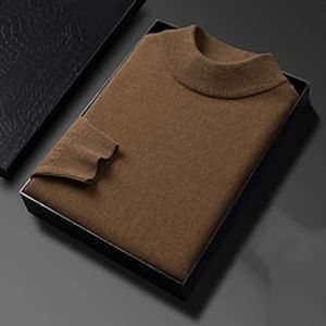 Men's Wool Sweater Pullover Sweater Jumper Xmas Sweater Jumper Ribbed Knit Regular Knitted Plain Crew Neck Keep Warm Modern Contemporary Daily Wear Going out Clothing Apparel Fall Winter Black Red S Lightinthebox