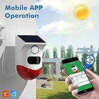 Solar Strobe Alarm Light With Motion 120db Sound Siren Remote Controller 7 Mode.Realtime APP Notification For Home Farm Barn Villa Yard Lightinthebox