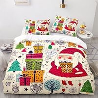 Christmas Xmas Santa Claus Bedding Set Duvet Cover Set, 3 Pieces Comforter Cover With Zipper Closure Soft Microfiber Festival Bedding Gifts Christmas Decoration For Home miniinthebox - thumbnail