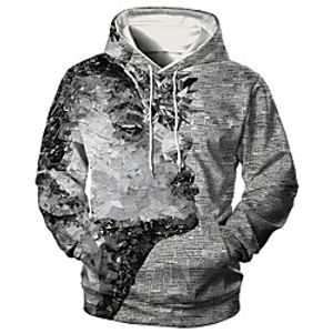 Men's Unisex Pullover Hoodie Sweatshirt Graphic Prints Human Print Hooded Daily Sports 3D Print 3D Print Casual Hoodies Sweatshirts  Long Sleeve Gray miniinthebox
