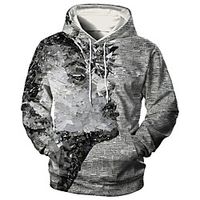 Men's Unisex Pullover Hoodie Sweatshirt Graphic Prints Human Print Hooded Daily Sports 3D Print 3D Print Casual Hoodies Sweatshirts  Long Sleeve Gray miniinthebox - thumbnail